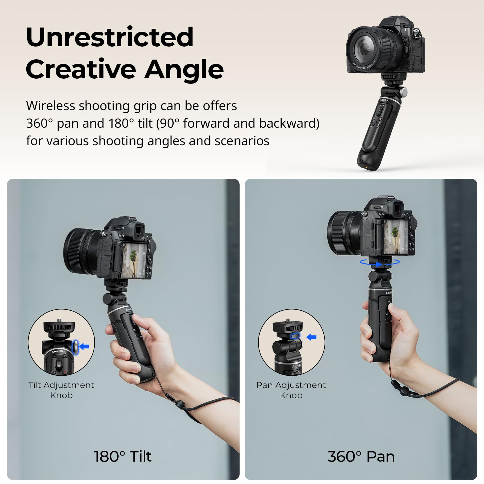 SmallRig SR-RG2 多機能ワイヤレスシューティンググリップ 調整可能な自撮り棒 リ...
