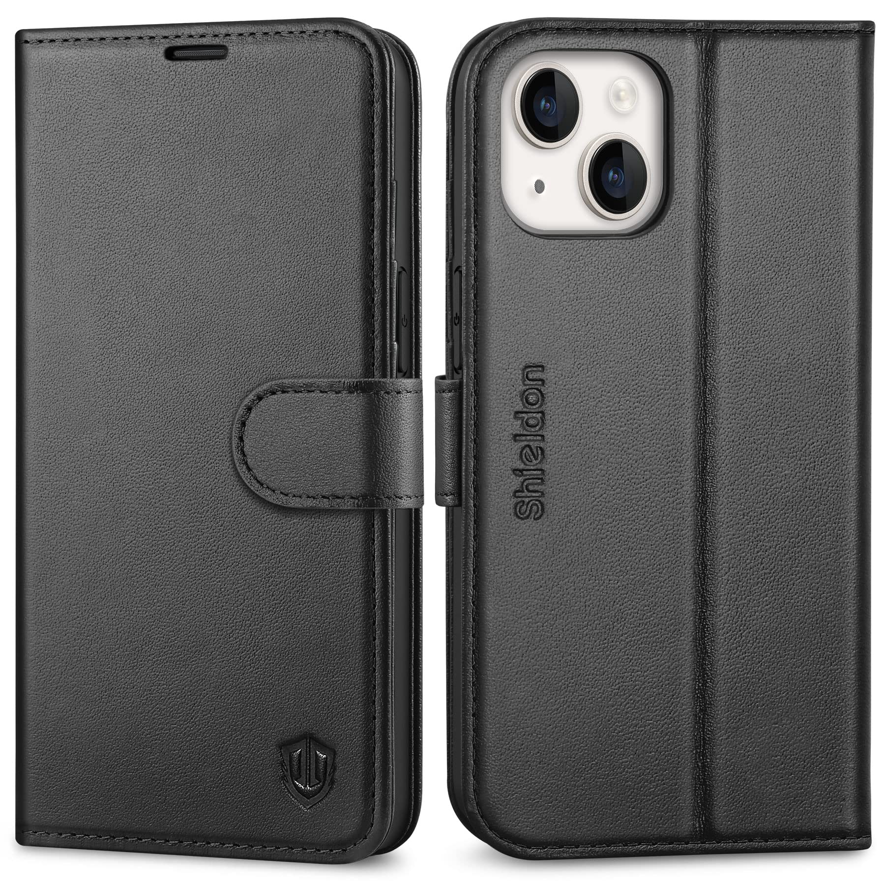 SHIELDON iPhone 14 対応 ケース 手帳型 本革 あいふぉん14対応 ケース レザー 衝撃吸収 全面保護 カード収納 財布型 横置きマグネット内蔵 スタンド機能 TPU素材 [RFIDブロッキング] アイホン14 6.1インチ スマホケース