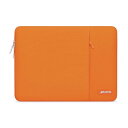 MOSISO ラップトップ スリーブバッグ 対応機種 Laptop 15インチ ポリエステル 撥水 保護 縦型ケース ポケット付き(オレンジ)