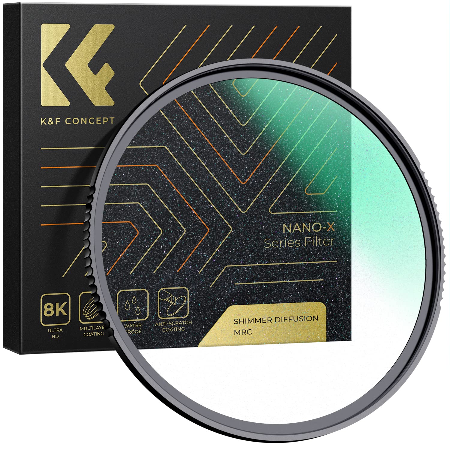 K&F Concept 82mm Shimmer Diffusion 1 レンズフィルター 28層コーティング 柔らかな描写 防カビ 撥水撥油 擦り傷防止 ポートレート撮影に最適 （NANO-Xシリーズ）