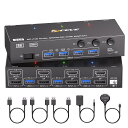 KCEVE 8K@60Hz USB3.0 KVM切替器 3入力2出力、ミラー/拡張モード KVM Switch KVMスイッチ PC3台とモニター2台対応 キーボード、マウスを3PCで共有 ドライバー不要 簡単に接続 手元スイッチ付き(8K@60Hz/4K