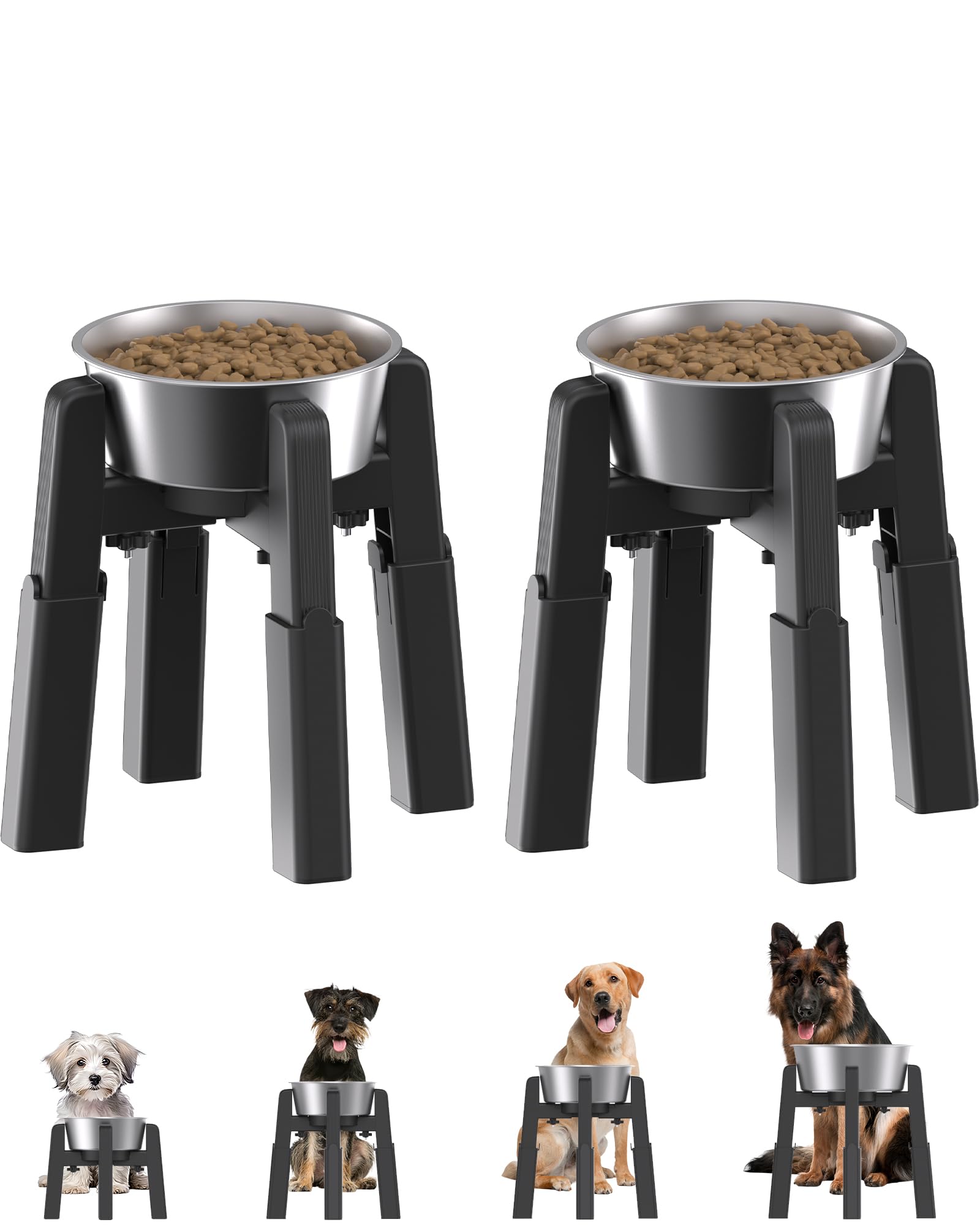 JUNSPOW 2個パック昇降式ペットボウル