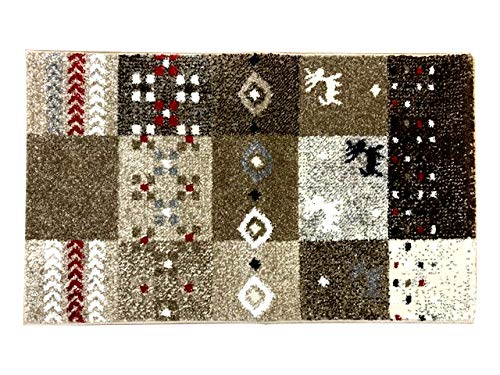 イケヒコ・コーポレーション ベージュ 約70×120cm トルコ製 ウィルトン織り 玄関マット ギャベ柄 フォリア