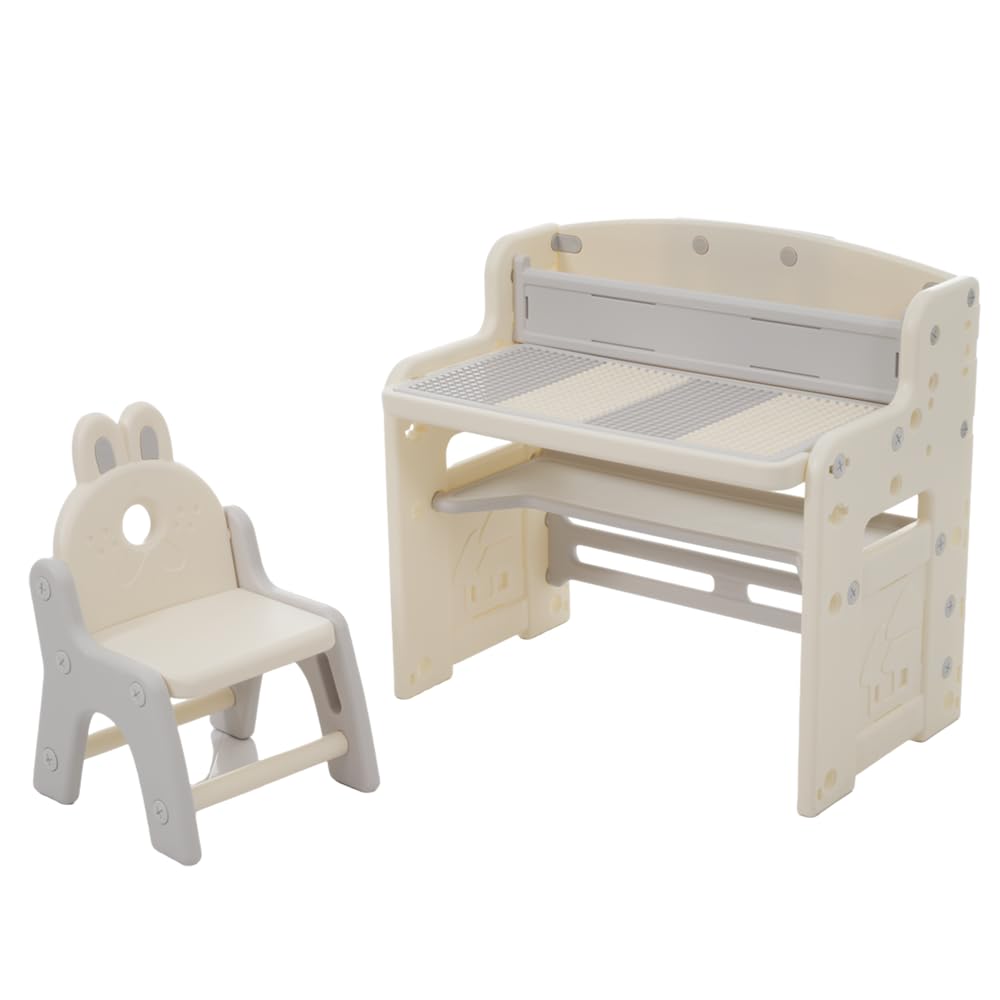 オーエスジェイ(OSJ) 多機能チェア+デスクセット 学習机 2Ways 収納 デスク高さ調整可能 キッズチェア ブロックデスク ホワイトボード 組立簡単 赤ちゃん 子供