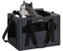 Pecute ペットキャリー 猫キャリー バッグ 手提げ 猫 キャリー ショルダー 猫 きゃりーバッグ 猫 ウサギ 小型犬 小動物用 リュック 通気性 折りたたみ お出かけ ドライブ 旅行 通院 防災 避難用 ダークグレー