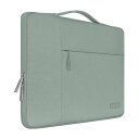 MOSISO ラップトップスリーブケース、対応機種 MacBook Air 15インチ M3 M2/Pro 15 A1990 A1707、ポリエステル 多機能 ブリーフケースバッグ(レトロ グリーン)