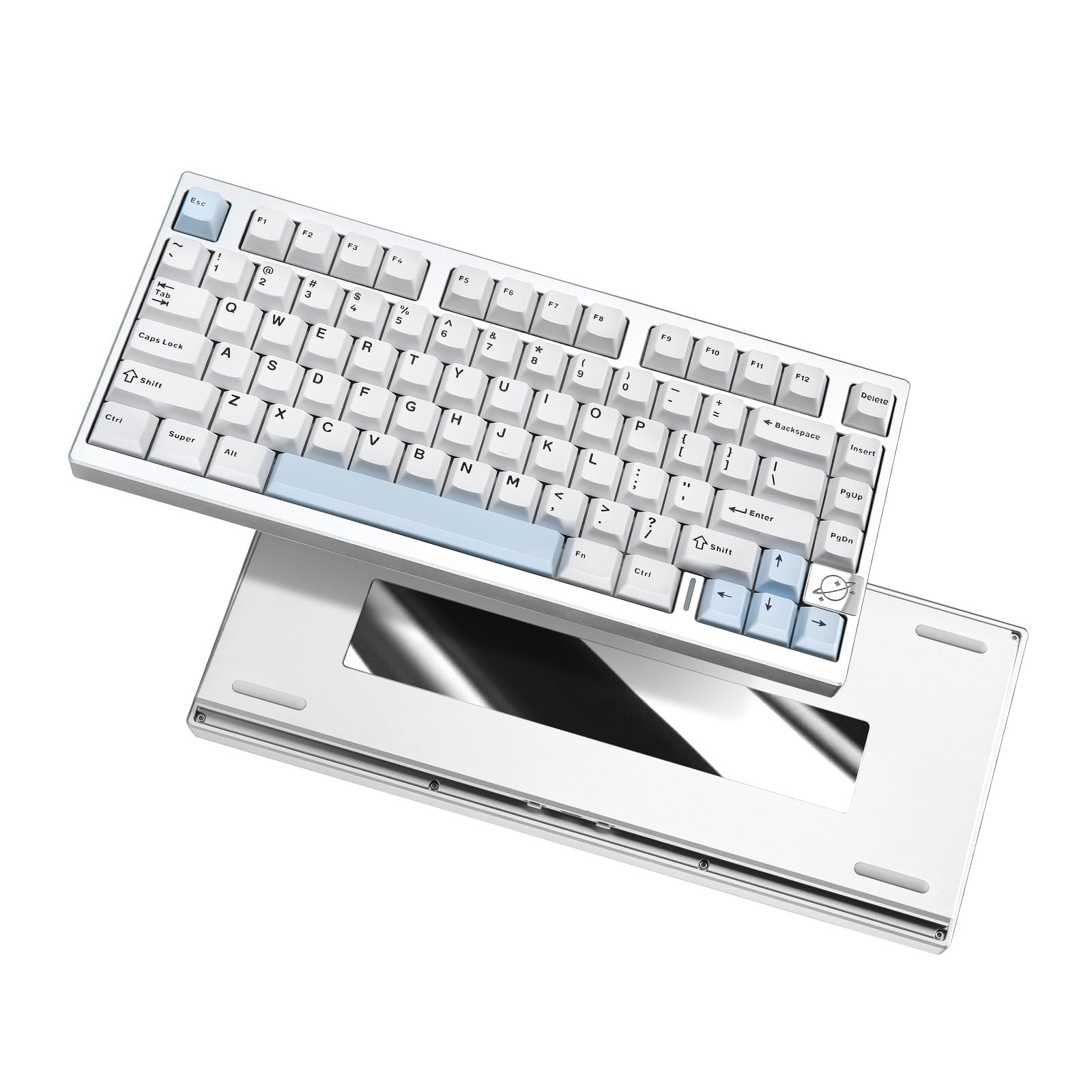 楽天SelectSHOP 岐阜 楽天市場店YUNZII AL75 PRO 80キー ゲーミングキーボード メカニカルキーボード ワイヤレス bluetooth/2.4G/有線 3モード アルミ製 ホットスワップ対応 PBTキーキャップ ガスケットマウント RGB Mac/Win用 （シルバー, ブ