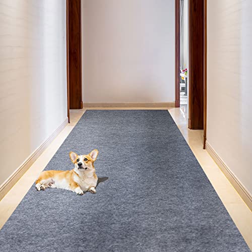 YOXU 廊下マット 廊下敷き 厚さ4mm 滑り止めマット 床保護 キズ防止 カーペット 騒音対策 スレない 素足 水で洗える タイルマット (ダークグレー, 68*600cm)