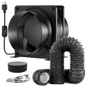 Okryain ダクトファン 100mm 排気セット 換気扇 ダクト用換気扇 風量199・/h 中間取付 スイッチ付き HA1238B1HL