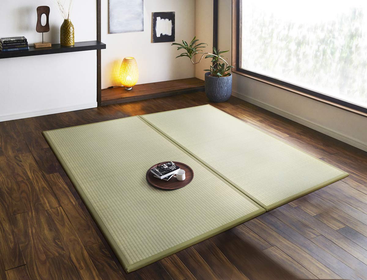 イケヒコ い草 ユニット システム畳 置き畳 3枚繋いで 約3畳 AGURA ヘリの色：ナチュラル 約82×164・/枚 3枚入り 軽量 抗菌防臭効果 クッション性 和空間 日本製 無地 シンプル 年間 通年 ＃1110231310304