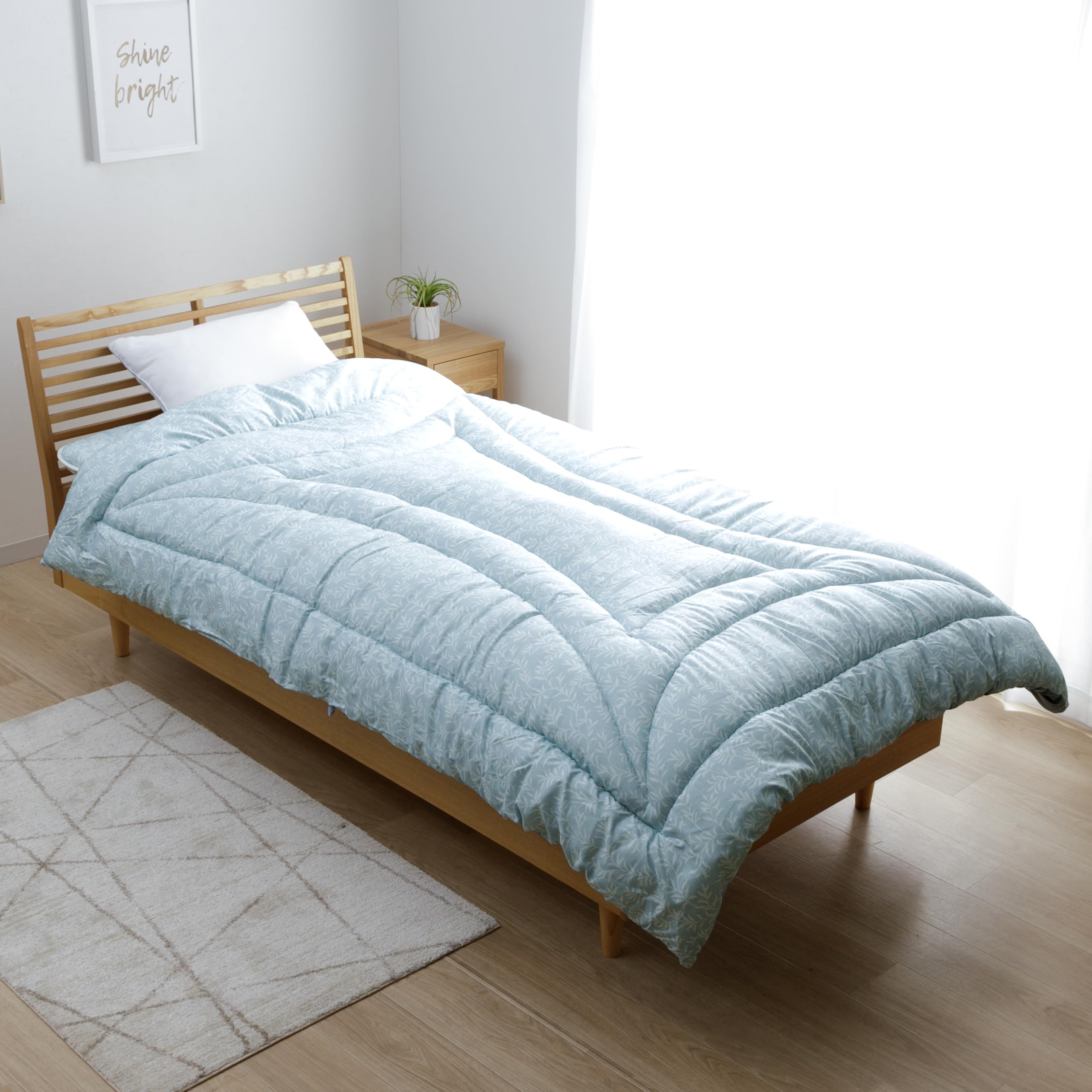 イケヒコ 寝具 掛け布団 洗える 日本製 リーフラ ダブルロング 約190×210cm ブルー 掛布団 コインランドリーで丸洗い・乾燥機OK #1203670042404