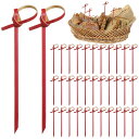 NUOLUX カクテルピック 使い捨て フルーツピック フォーク 100本入 竹 ピン 9cm 赤 前菜ピック 楊枝 デコレーション 爪楊枝 喫茶店 料理 飾り...