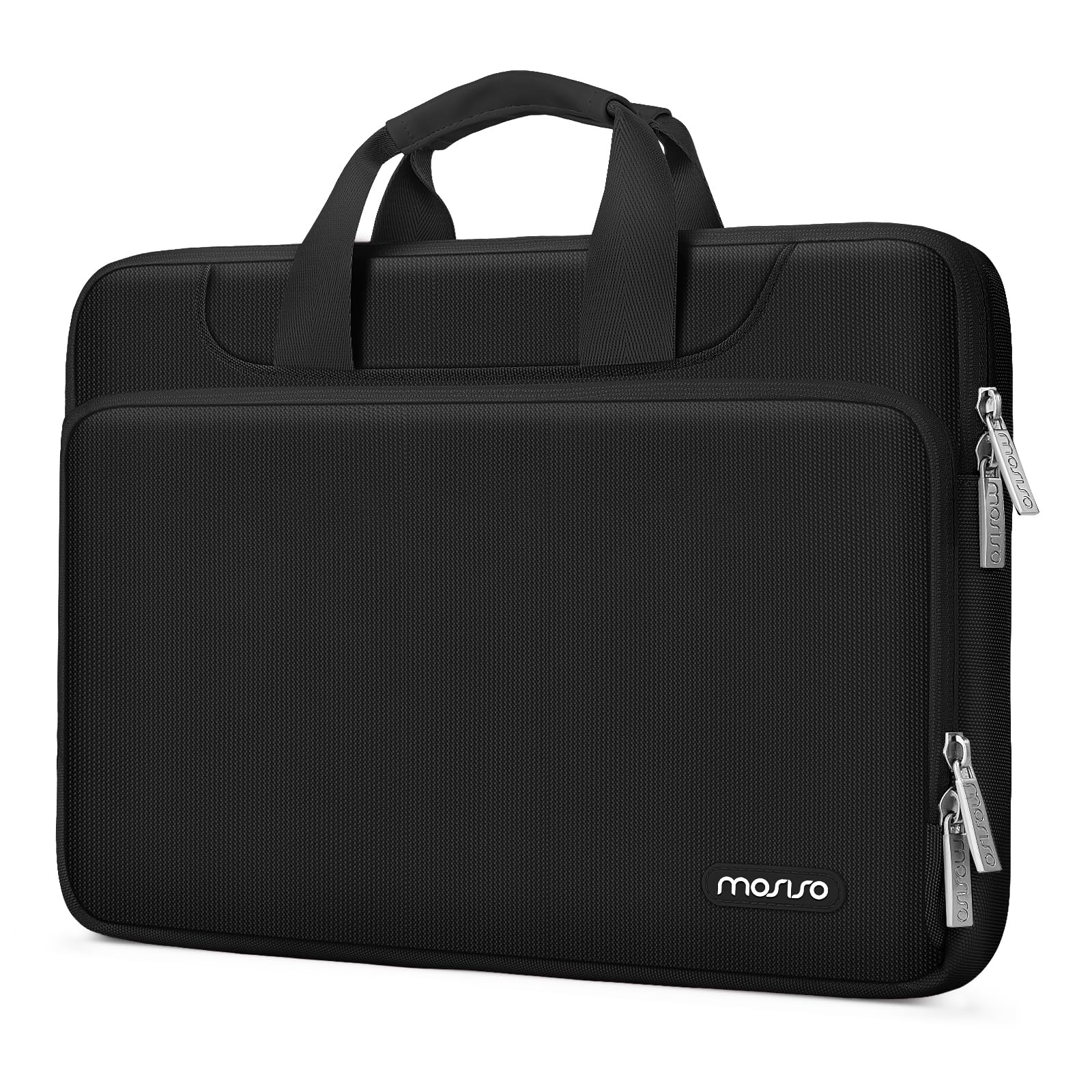 MOSISO 360 保護 ラップトップスリーブバッグ、対応機種 MacBook Pro 16インチ 2025-2019 M4 M3 M2 M1、15-15.6インチ ノートパソコン、ベルト付き(ブラック)