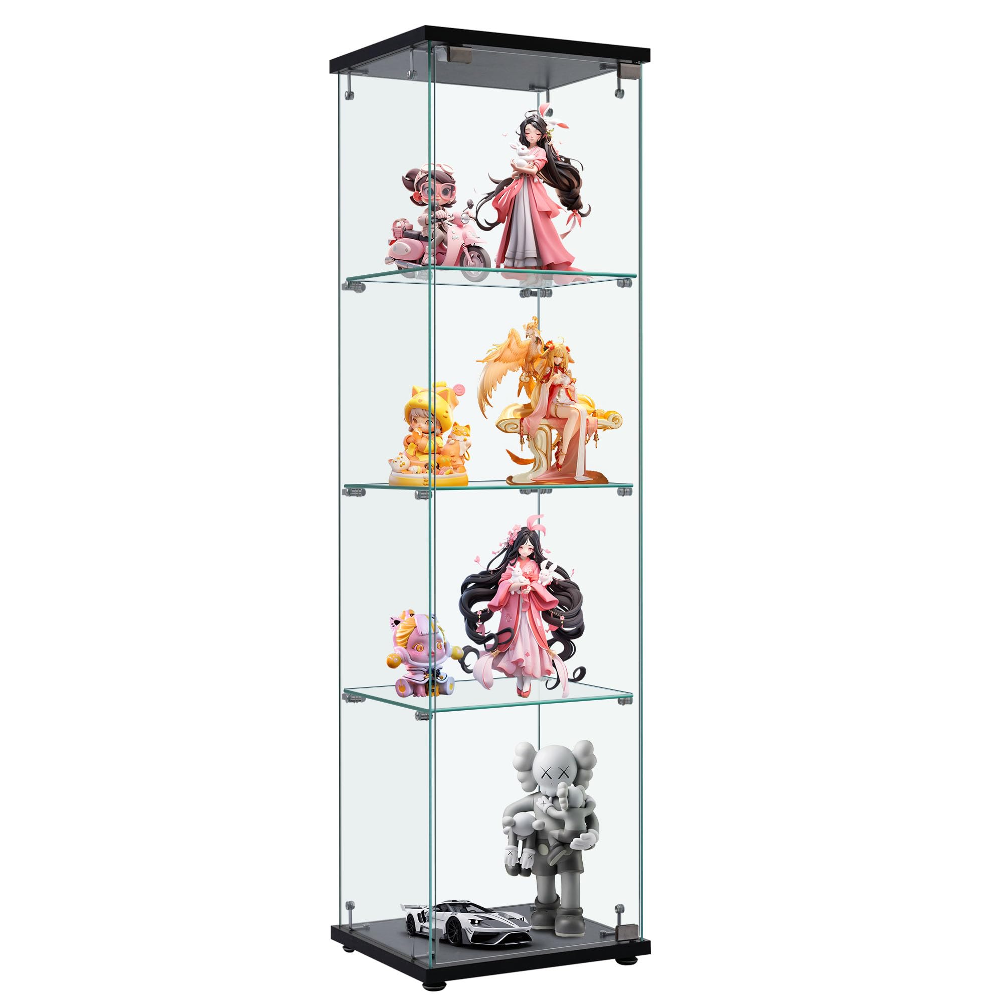 オーエスジェイ(OSJ) フィギュアケース コレクションケース 4段 幅42.5×奥行36.5×高さ162cm 全面ガラス 強化ガラス ブラック