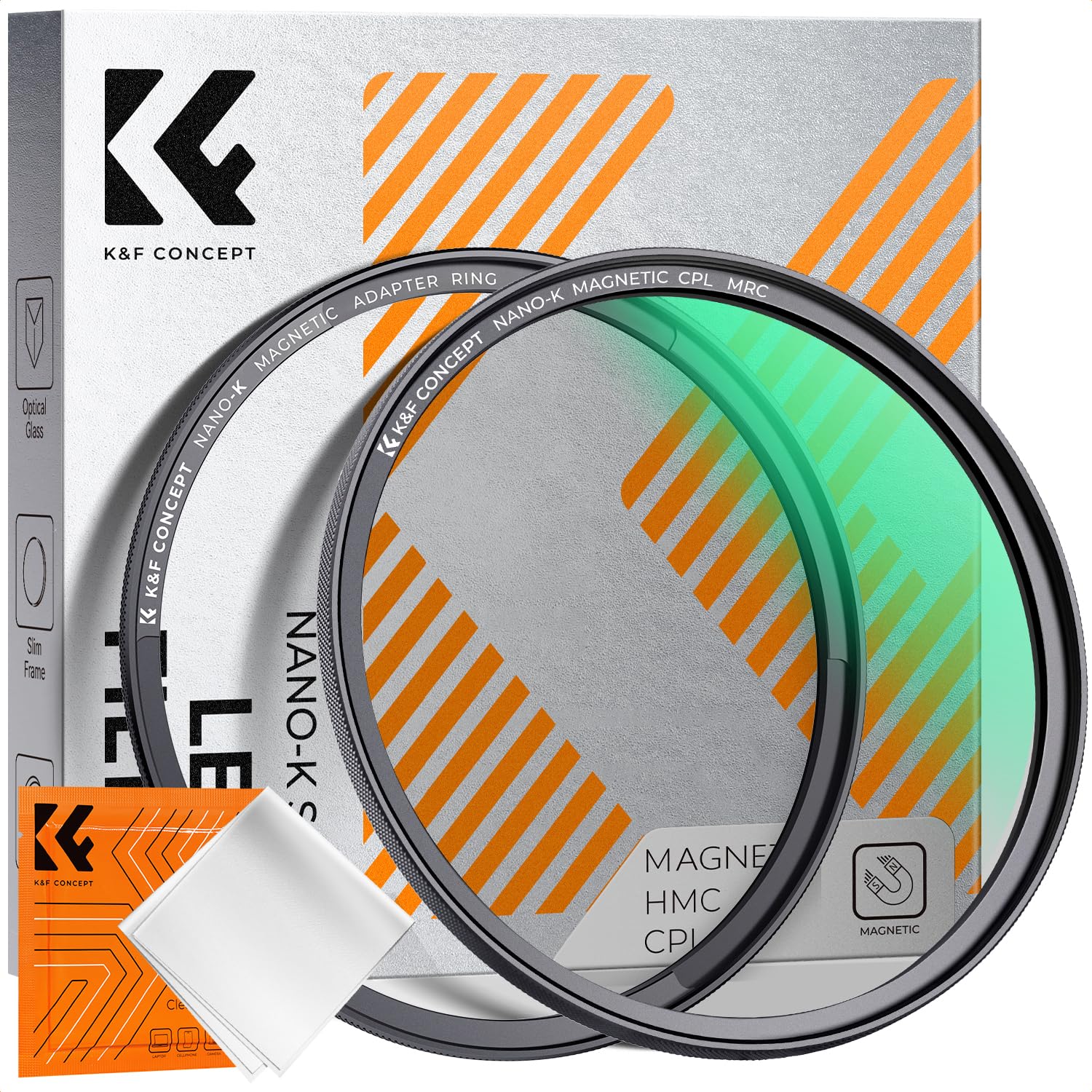 K&F CONCEPT 67mm マグネットCPLフィルター+マグネットアダプターリング 磁気吸着 装着便利 円偏光 色彩コントラスト 反射調整用 18層ナノコーティング 1枚クリーニングクロス付属 （Nano-Klear）