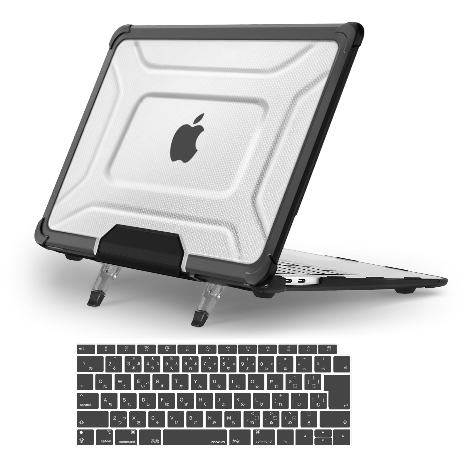 MOSISO 対応機種 MacBook Air 13インチ カバー 2022-2018 A2337 M1 A2179 A1932 ケース 耐衝撃 TPU バンパードット ハードカバーシェル 折りたたみ式スタンド 保護ケース&(日本語 JIS配列)キーボード