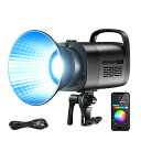 NEEWER 130W RGB LEDビデオライト 2.4G&APP制御 360°フルカラー 2700K-6500K 27000lux/m TLCI/CRI97+/17照明効果 定常光ライト Bowensマウント COBライト 静音 連続照明撮影ライト ス