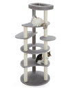 PETEPELA(ぺテぺラ) キャットタワー スリム 大型猫用 猫タワー 多頭飼い おしゃれ かわいい インテリア 据置 麻紐 爪とぎ おもちゃ コンパクト 省スペース 人気 運動不足解消 倒れ防止策 -高さ154cm グレー