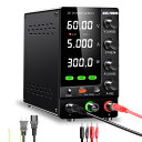 RUZIZAO 安定化電源 (0~60V 0~5A) DC安定化ベンチ電源 粗微調整出力スイッチ 高精度4桁LEDディスプレイ 5V/2A USBポート付きベンチトップラボ電源