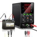 RUZIZAO 安定化電源、エンコーダ調整ノブと出力スイッチ付きベンチ電源、USBとType-C急速充電付きラボ電源 OCP&OVP、ミュートボタン付き(0-30V 0-5A 150W)