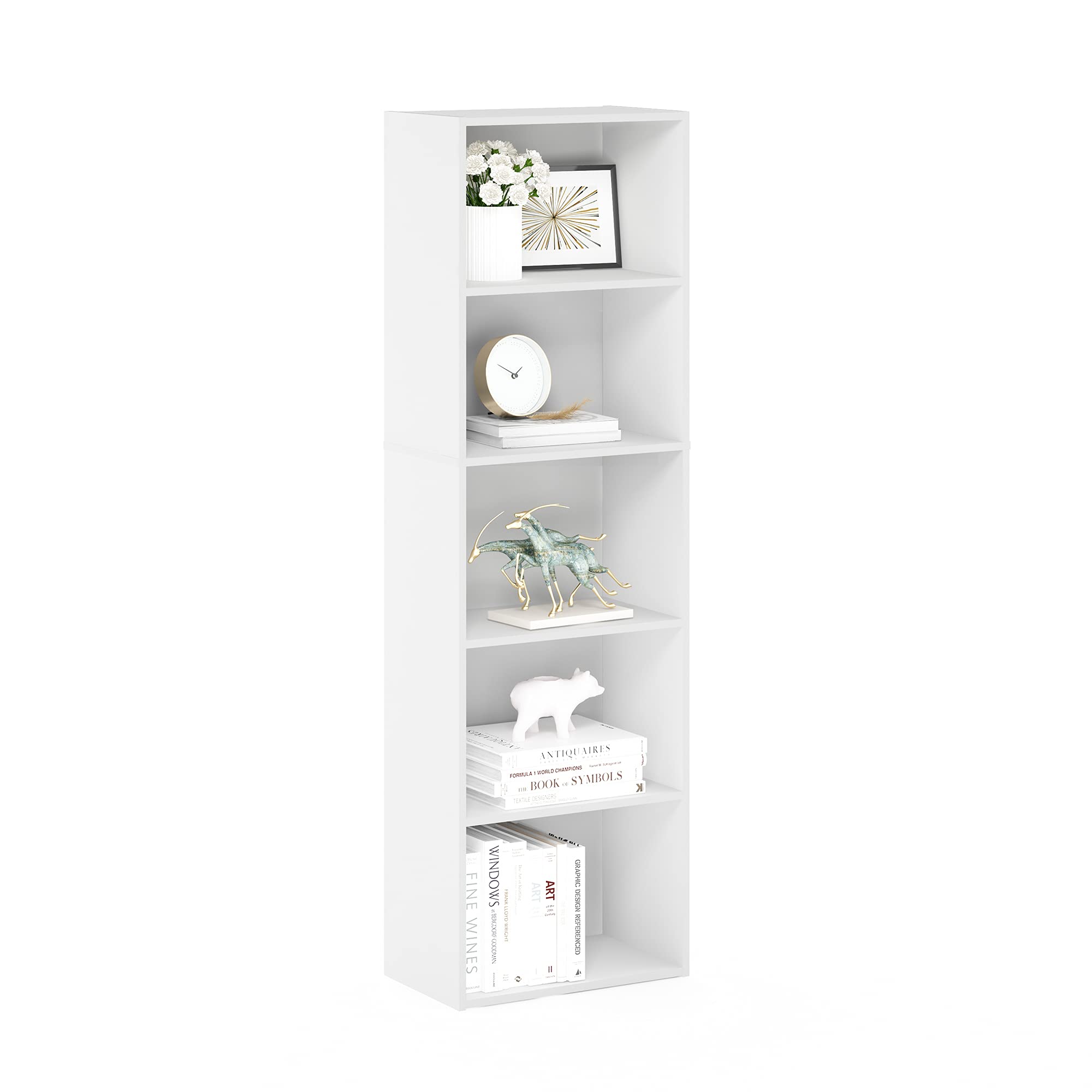 フリノ(Furinno) 本棚 カラーボックス Luderシリーズ 5段 幅40.1×奥行23.9×高さ132.1cm ホワイト  11055WH