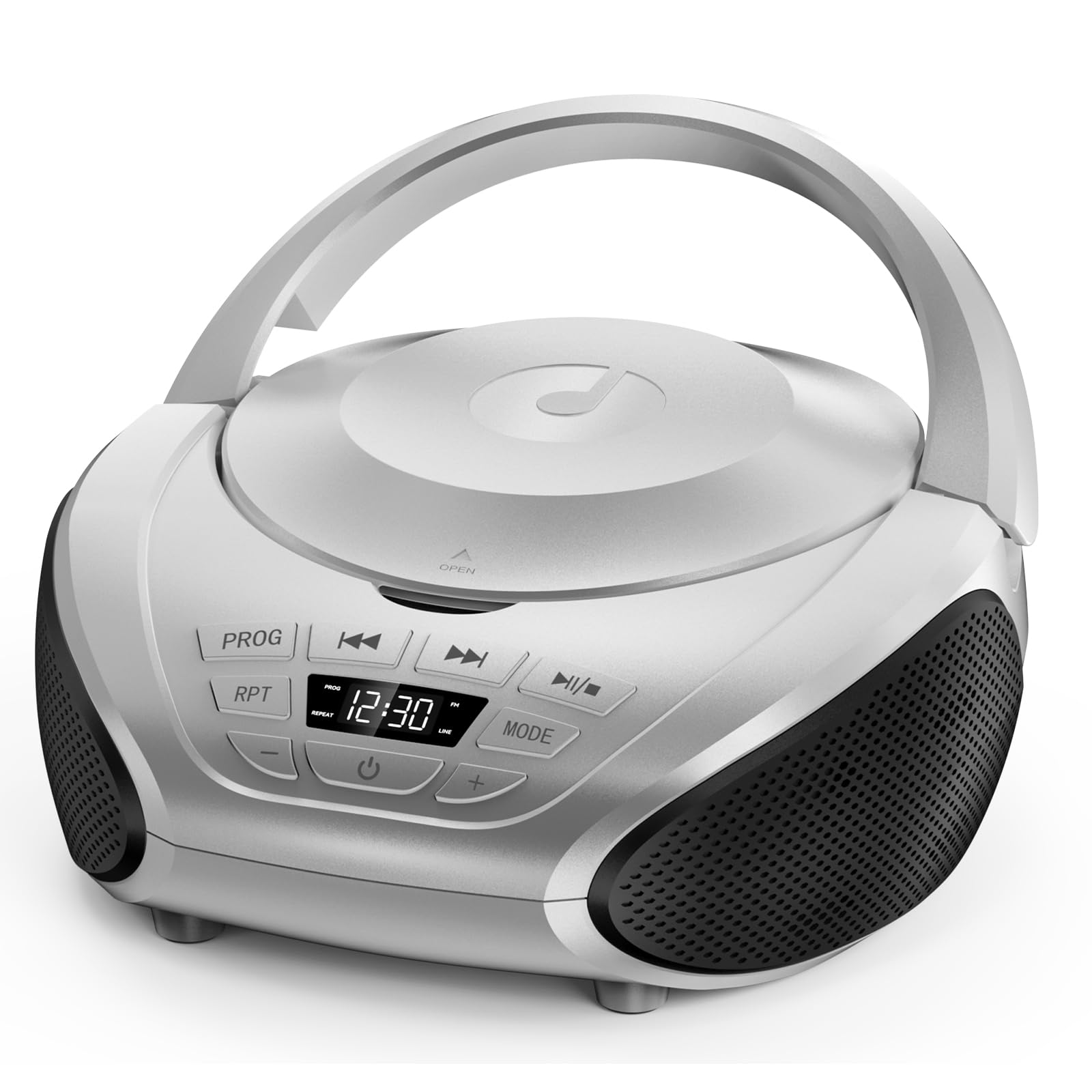 Gueray cdプレーヤー cdラジカセ FMモード AUXオーディオ入力 PROG再生対応 ラジオ CDプレイヤー ステ..