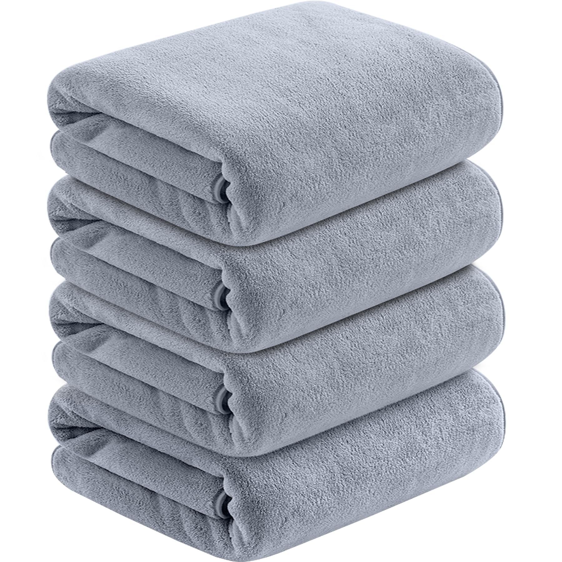 Cozyone バスタオル マイクロファイバー ふわふわ ホテル仕様 大判 60*120cm 4枚セット タオル 吸水速乾 肌触り（グレー）