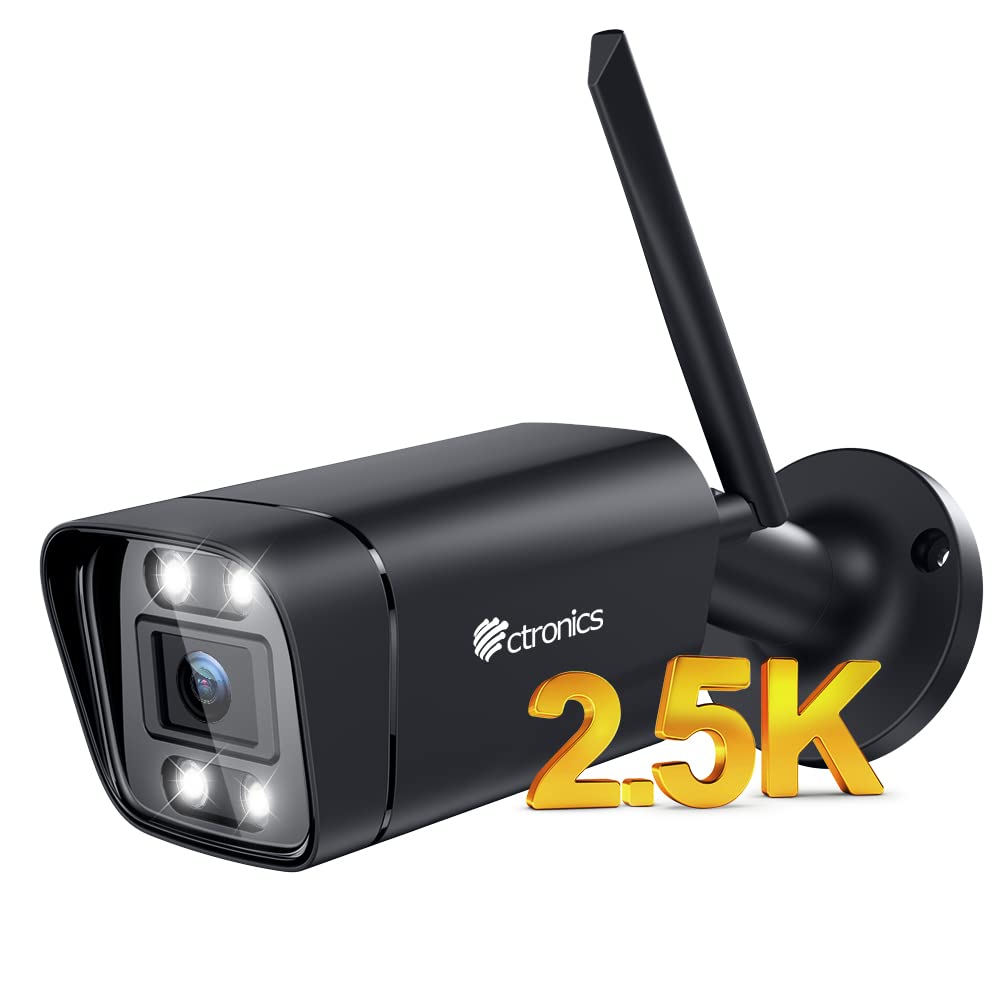 【2K超・夜間カラー撮影・業界最高IP67防水】Ctronics 防犯カメラ ワイヤレス 屋外 WIFI 監視カメラ ワイヤレス 屋外 400万画素 人体検知 5DBI強化アンテナー 動体検知 24時間常時録画 ネットワークカメラ wifiカメラ IP67
