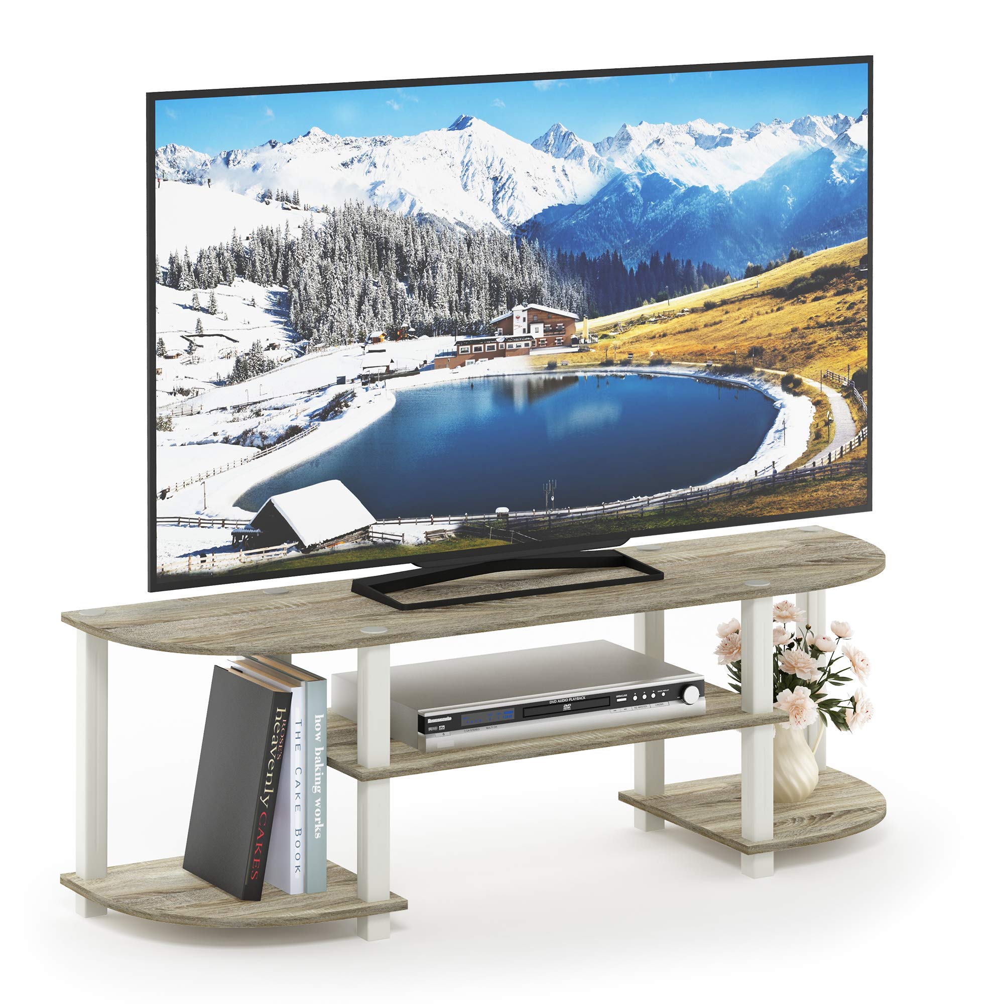 Rakuten - フリノ(Furinno) ターンSチューブ ワイドTVエンターテイメントセンター ソノマオーク/ホワイト 【日本正規輸入品】