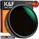 レンズフィルター K F Concept NDフィルター 40.5mm 可変式 ND2-ND32 減光フィルター X状ムラなし 超薄型 レンズフィルター ネコポス 送料無料