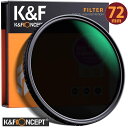 レンズフィルター K&F Concept NDフィルター 72mm 可変式 ND2-ND32 減光フィルター X状ムラなし 超薄型 レンズフィルター ネコポス 送料無料