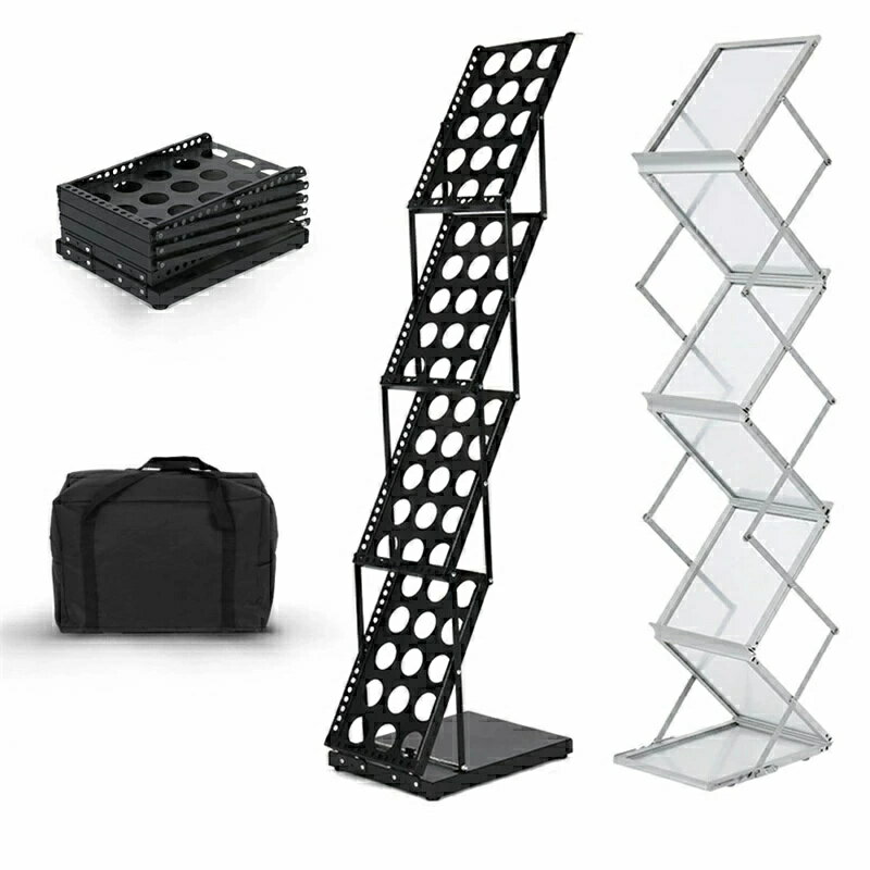 カタログスタンド 折りたたみ式 マガジンラック 布製バッグ付き A4情報ラック パンフレットスタンド 縦型床置きファッション雑誌ラック 組み立て不要 展示用 ラック本棚、展示会、リビング、寝室などに適している