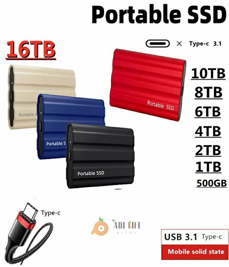 ポータブルSSD 外付け 2TB 4TB ハードディスク USB3.1 外付け 耐衝撃 強互換性 外付け ポータブルハードディスク 静音 コンパクト 小型 高速転送 外付けSSD 超薄型