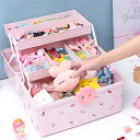 ジュエリーボックス キッズ 宝石箱 バスケット 収納ボックス プリンセス アクセサリー収納ケース 髪飾り ピアス収納 指輪ケース 収納ボックス かわいい おしゃれ 七五三 お誕生日 プレゼント 入園 卒業 お祝い 39*21*28 Lサイズ