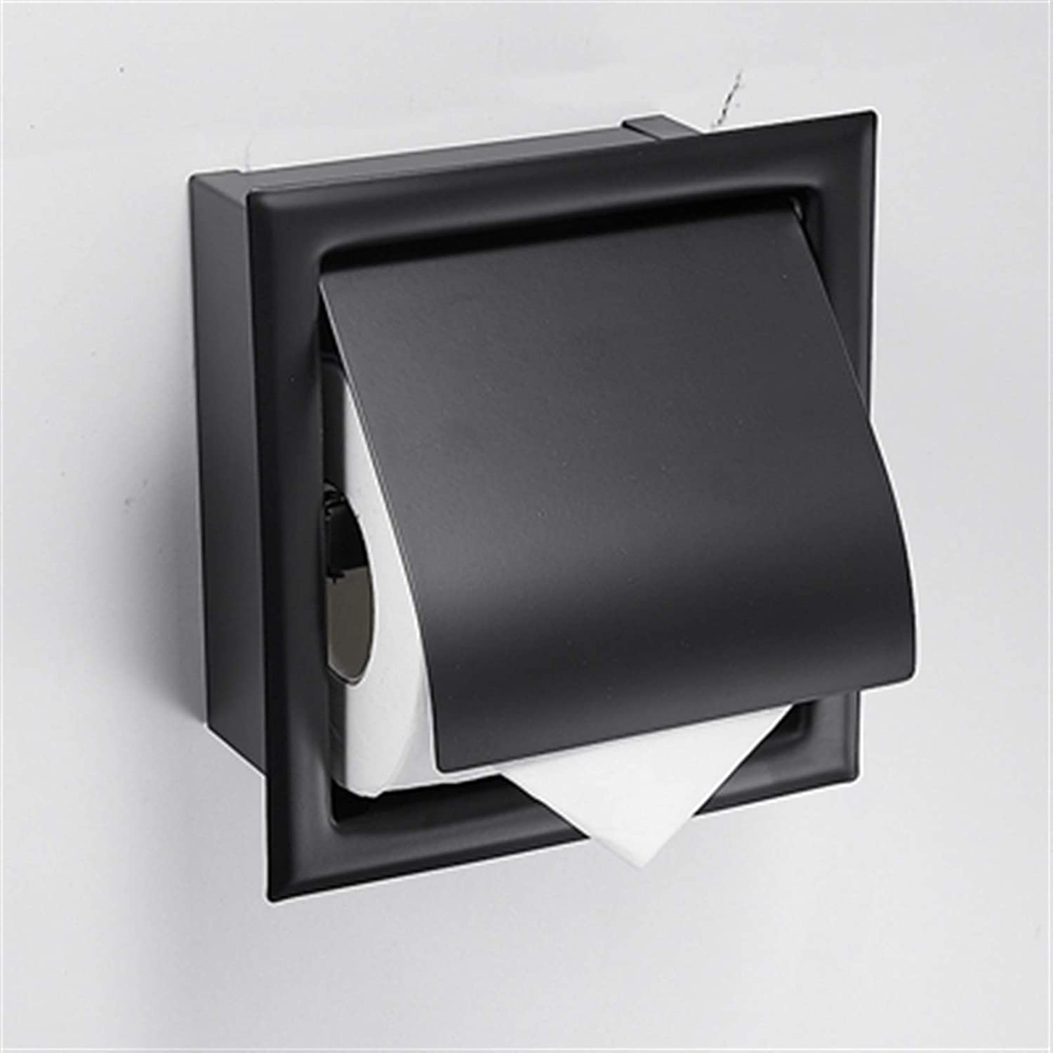 トイレットペーパーホルダー 黒埋め込みトイレティッシュペーパーホルダー ステンレス鋼 壁 紙ホルダー 304 バスルームロール紙箱 1連 2連 おしゃれ シングル ダブル インテリア 北欧 トイレ トイレ用品 ブラック プレゼント ギフト 贈り物 送料無料