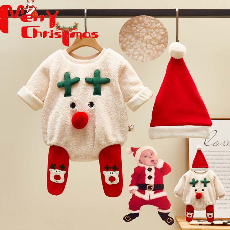 【50円クーポン配布中!】 2025年新品サンタ コスプレ ロンパース ベビー着ぐるみ もこもこ クリスマス衣装 サンタコス[ ベビーフォト カバーオール ベビー服 衣装 サンタ 着ぐるみ キッズ 赤ちゃん トナカイ サンタクロース 女の子 サンタさん]出産祝い