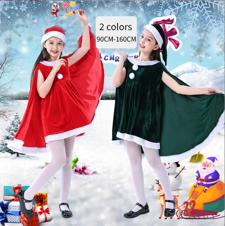 【50円クーポン配布中!】 サンタ コスプレ サンタクロース コスチューム 衣装 子供 キッズ 90CM-160CM かわいい 可愛い サンタ コスチューム キッズ ベビー クリスマス 子供 衣装 女の子 帽子付き