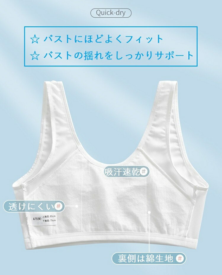 2枚セット ジュニアブラ スポーツブラ キッズブラ ブラジャー インナー ハープトッ...