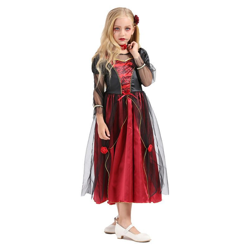 ハロウィン コスプレ 衣装 子供 女の子 バンパイア ドラキュラ 吸血鬼 コスプレ コスチューム 子供用 コスプレ衣装 キッズ 吸血鬼 クールヴァンパイア ハロウィン衣装 悪魔 ホラー 恐怖 心霊スポット オカルト ヴァンパイア ハロウイングッズ 宮廷装 makaron-10006072 マカロンストア サンプル画像2