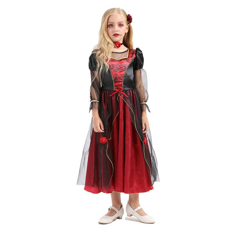 ハロウィン コスプレ 衣装 子供 女の子 バンパイア ドラキュラ 吸血鬼 コスプレ コスチューム 子供用 コスプレ衣装 キッズ 吸血鬼 クールヴァンパイア ハロウィン衣装 悪魔 ホラー 恐怖 心霊スポット オカルト ヴァンパイア ハロウイングッズ 宮廷装 makaron-10006072 マカロンストア サンプル画像3