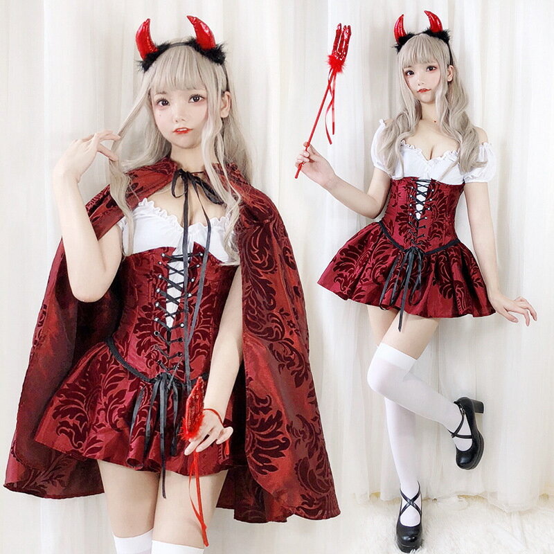 Rakuten - プリンセスドレス ハロウィン 仮装 ゴシック風赤ずきんにマント コスプレ衣装 女王 巫女 仮装 魔女仮装 可愛い吸血鬼 パーティー変装 Cosplayパーティー コスチューム 学園祭 文化祭 ハロウィン 大人用 仮装