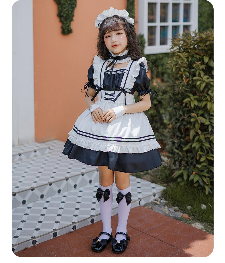 送料無料 女の子 ハロウィン コスプレ 衣装 ロリータワンピース 子供 アリス メイド服 6点セットキッズ 童話 アリス メイド様 仮装 コスチューム パーティー 演出 舞台服 文化祭 学園祭 可愛い お遊戯会 イベント服 cosplay ブルー ピンク makaron-10006115 マカロンストア サンプル画像2