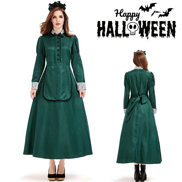 Rakuten - メイド服 ロング レディース 洋館メイド 吸血鬼 魔女 ハロウイン衣装 メイド ロング丈 レース付き コウモリ 変装 宮廷装 コスチューム お姫様 ロングワンピース 洋風 演出服 Halloween衣装 仮装 コスプレ衣装 大人用 パーティー イベント