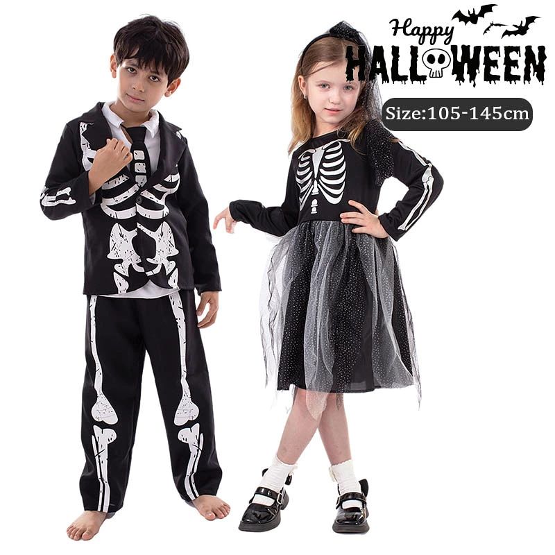 ハロウィン 子供 髑髏 コスプレ 子供服 こども 子ども 仮装 男の子 女の子 ボーイズ ガールズ 男児 女児 どくろ ドクロ 骸骨 スケルトン 悪魔 デビル お化け コスチューム 余興 動物 宴会なりきり 学園祭 演劇 演出 イベント パーティー 舞台服 文化祭 学園祭 新年会 演出服