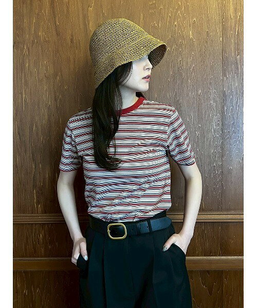 【新品未使用】Mila Owen ミラオーウェン フライスコンパクトTシャツ ボーダーレッド サイズ1 レディース 半袖 makasell-10000020 マカセル楽天市場店 パッケージ画像