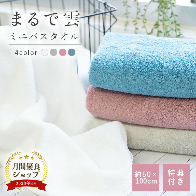 ミニバスタオル まるで雲 バスタオル 小さめ 中間サイズ コンパクト スリムバスタオル 中厚 吸水 高吸収 部屋干し ふわふわ 柔らか 弱撚糸 肌触りの良いタオル 子供用 旅行 綿100% 50 100 綿 タオル ギフト 1000円以下 プチギフト ハンガーに干せるバスタオルのサムネイル