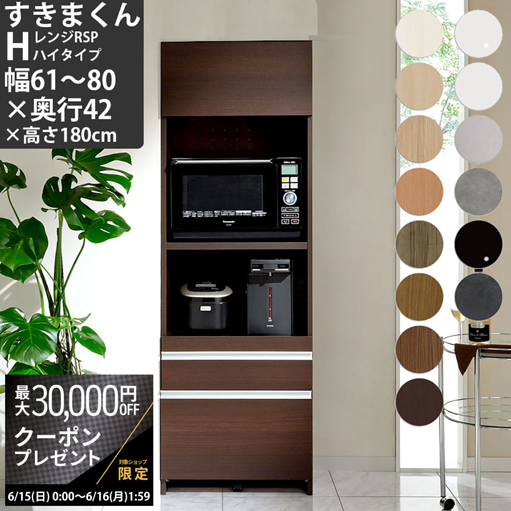【最大3万円クーポン配布中】すきまくん レンジ台 幅61-80×奥行42×高さ180cm RSPH-
