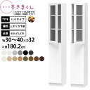 本棚 扉付 完成品 組立不要 すきまくん ハイタイプ 上ポリカ下扉 幅30-40×奥行32×高さ180.2cm BSD-ATL ATR_ セミオーダー