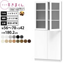 すきまくん 本棚 完成品 組立不要 ブック ハイタイプ 上ポリカ下扉 幅56-70×奥行42×高さ180.2cm BSD-ATW_ セミオーダー