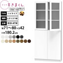 すきまくん 本棚 完成品 組立不要 ブック ハイタイプ 上ポリカ下扉 幅71-80×奥行42×高さ180.2cm BSD-ATW_ セミオーダー